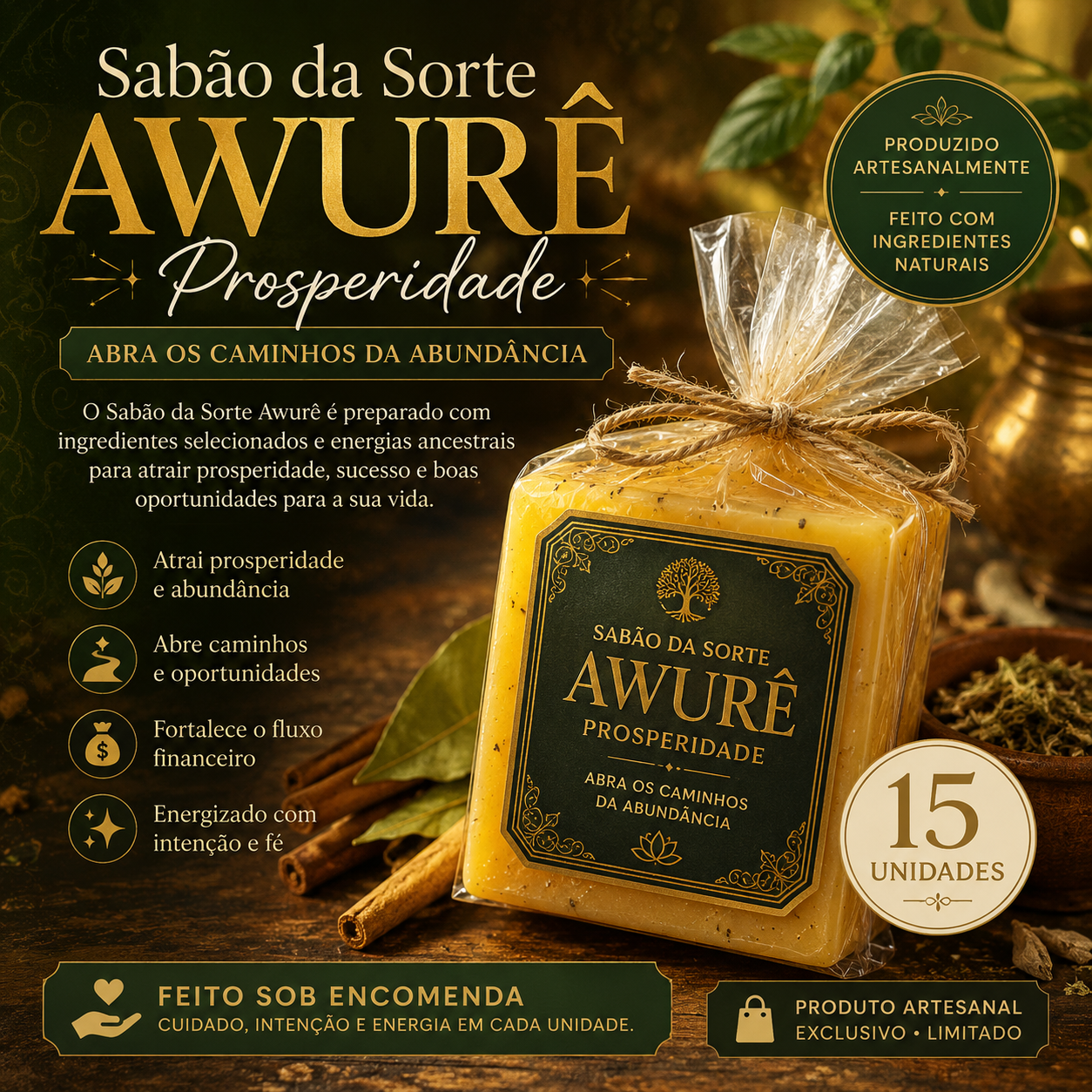 Sabão da Sorte Awure – Prosperidade 🌿✨